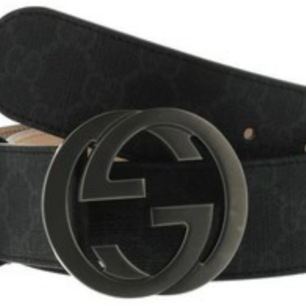 Men Gucci Black Leather Belt 38-42 NEW IN BOX